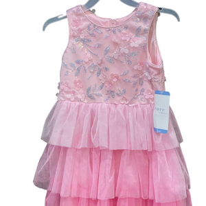 Rare Editions Pink Tiered Dress with Floral Accents Easter Dress